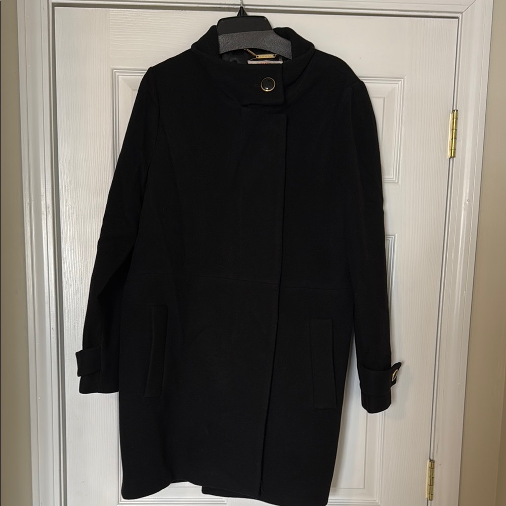 Trina Turk Black Merino Wool Coat